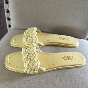 Zara Women's Braided Slide Sandals Slip On Yellow Size 11 (42)